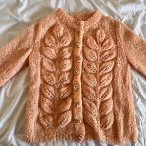 Pink Hand Knit Wool Cardigan - Chunky/Fuzzy
